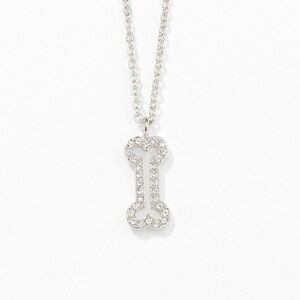 Touchstone Crystal‎ by Swarovski Silver Tone Dog Bone Pendant Necklace